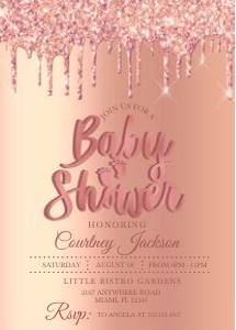 Pink Glitter Drip Baby Shower Invitation: Pink Glitter Drip Baby Shower Invitation