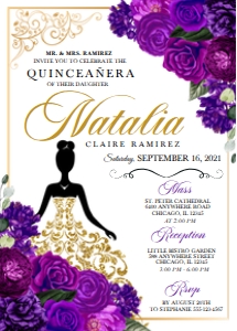 Purple Quinceanera Invitation -5: Purple Quinceanera Invitation -5