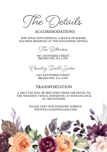 Peach Plum Floral Details Insert: Peach Plum Floral Wedding Invitation -1 (Bundle)