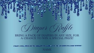 Navy Glitter Drip Baby Feet Diaper Raffle: Navy Glitter Drip Baby Feet Invitation (Bundle)