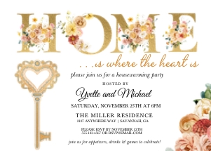 Rustic Autumn Floral Housewarming Invitation -5: Boho Autumn Floral Housewarming Invitation-5
