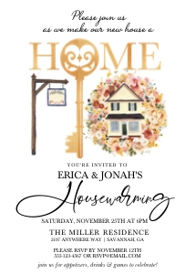 Rustic Autumn Floral Housewarming Invitation -4: Boho Autumn Floral Housewarming Invitation-4