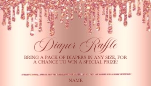 Rose Gold Glitter Drip Baby Feet Diaper Raffle: Rose Gold Glitter Drip Baby Feet Invitation (Bundle)