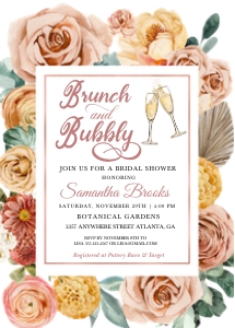 Boho Autumn Brunch and Bubbly Bridal Shower Invitation: Boho Autumn Brunch & Bubbly Bridal Shower Invitation
