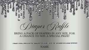Silver Glitter Drip Baby Feet Diaper Raffle: Silver Glitter Drip Baby Feet Invitation (Bundle)