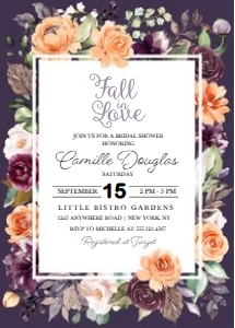 Peach Plum Floral Bridal Shower Invitation -2 (Dark): Peach Plum Floral Bridal Shower Invitation -2 (Dark)