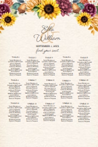 Autumn Sunflower Seating Chart 24x36: Autumn Sunflower Seating Chart