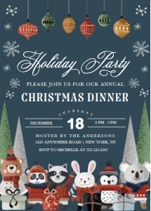 Christmas Forest Friends Holiday Party Invitation: Christmas Forest Friends Holiday Party Invitation -1