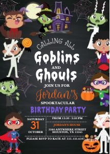 Goblins Halloween Party Invitation: Goblins and Ghouls Halloween Invitation
