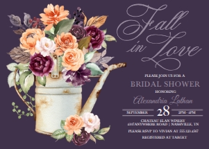 Peach Plum Floral Bridal Shower Invitation -3 (Dark): Peach Plum Floral Bridal Shower Invitation -3 (Dark)