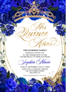 Royal Blue Quinceanera Invitation -6: Royal Blue Quinceanera Invitation -6