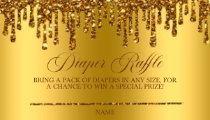 Gold Glitter Drip Baby Feet Diaper Raffle: Gold Glitter Drip Baby Feet Invitation (Bundle)