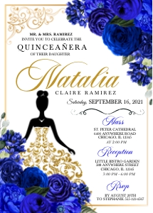 Royal Blue Quinceanera Invitation -5: Royal Blue Quinceanera Invitation -5
