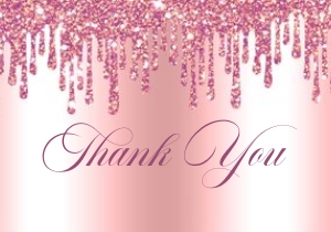Pink Glitter Drip Baby Feet Thank You: Pink Glitter Drip Baby Feet Invitation (Bundle)