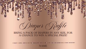 Bronze Glitter Drip Baby Feet Diaper Raffle: Bronze Glitter Drip Baby Feet Invitation (Bundle)