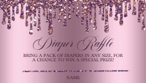 Mauve Glitter Drip Baby Feet Diaper Raffle: Mauve Glitter Drip Baby Feet Invitation (Bundle)