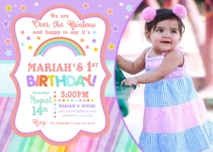Pastel Rainbow Birthday Invitation: Pastel Rainbow Birthday Invitation