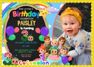 CocoMelon Birthday Photo Invitation -WH-3: Cocomelon Birthday Photo Invitation WH -3