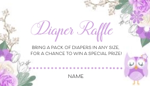 Owl Diaper Raffle (Purple) -1: Owl Baby Shower Invitation (Purple) Bundle