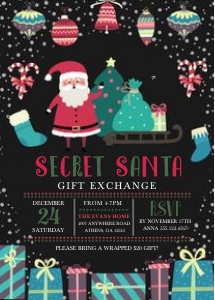 Secret Santa Christmas Party Invitation -2: Secret Santa Christmas Invitation -2