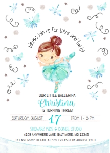 Ballerina Birthday Invitation -5: Ballerina Birthday Invitation -5