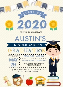 Character Boy Graduation Invitation -3: Character Boy Graduation Invitation -3