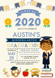 Character Boy Graduation Invitation -4: Character Boy Graduation Invitation -4