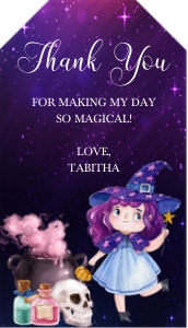 Cute Witch Halloween Favor Tag: Cute Witch Halloween Party Invitation (Bundle)