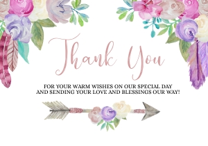 Boho Dreams Thank You Card - Girl: Boho Dreams Baby Shower Invitation - Girl (Bundle)