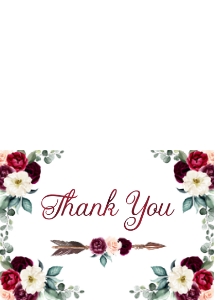 Burgundy Boho Thank You-1 (Folded): Burgundy Boho Wild One Birthday Invitation -1 (Bundle)