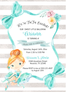 Ballerina Birthday Invitation -6: Ballerina Birthday Invitation -6