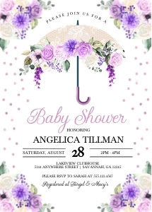 Purple Umbrella Baby Shower Invitation: Purple Umbrella Baby Shower Invitation (Bundle)