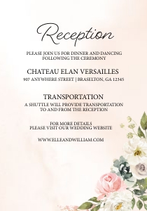 Peachy Garden Reception Insert: Peachy Garden Wedding Invitation (Bundle)