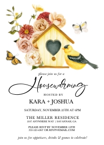 Rustic Autumn Floral Housewarming Invitation -2: Boho Autumn Floral Housewarming Invitation-2