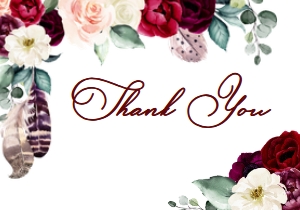 Burgundy Boho Thank You Card: Burgundy Boho Thank You Card