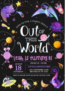Dinosaur Space Birthday Invitation -2: Dinosaur Space Birthday Invitation (Bundle) -2