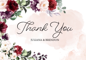 Burgundy Floral Thank You Card: Burgundy Floral Thank You