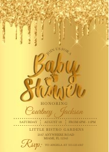 Gold Glitter Drip Baby Shower Invitation: Gold Glitter Drip Baby Shower Invitation