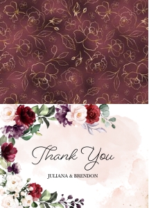 Burgundy Floral Thank You Card (Folded): Burgundy Floral Thank You