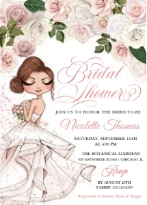 Rose Gold Pink Glam Girl Bridal Shower Invitation -3: Rose Gold Pink Glam Girl Bridal Shower Invitation -3