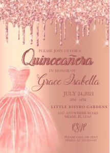 Pink Glitter Drip Quinceanera Invitation: Pink Glitter Drip Quinceanera Invitation