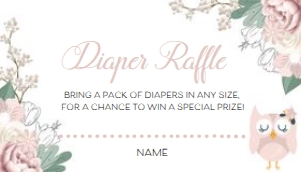 Owl Diaper Raffle (Pink) -1: Owl Baby Shower Invitation (Pink) Bundle