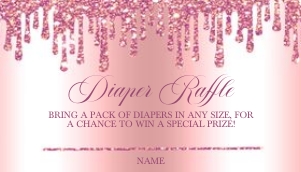 Pink Glitter Drip Baby Feet Diaper Raffle: Pink Glitter Drip Baby Feet Invitation (Bundle)