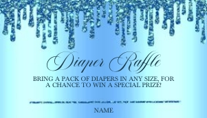 Blue Glitter Drip Baby Feet Diaper Raffle: Blue Glitter Drip Baby Feet Invitation (Bundle)