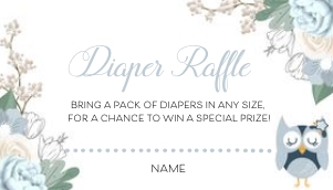 Owl Diaper Raffle (Blue) -1: Owl Baby Shower Invitation (Blue) Bundle