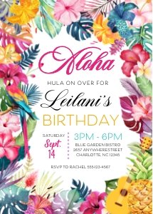 Aloha Tropical Luau Birthday Invitation: Aloha Tropical Luau Birthday Invitation