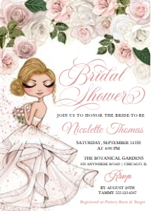 Rose Gold Pink Glam Girl Bridal Shower Invitation -2: Rose Gold Pink Glam Girl Bridal Shower Invitation -2