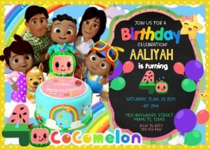 CocoMelon Birthday Invitation -BWN-4: Cocomelon Birthday Invitation BWN -4