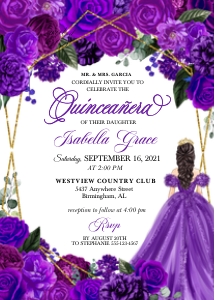 Purple Quinceanera Invitation -1: Purple Quinceanera Invitation -1