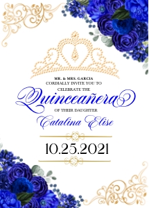 Royal Blue Quinceanera Invitation -4 design preview